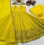 FANCY TABBY ORGANZA ZARI EMBROIDERY & SEQUENCE WORK GOWN BOTTOM WITH DUPATTA WEDDING WEAR WHOLESALE PRICE ETHNIC GARMENT (2)