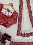 FANCY TABBY SILK THREAD WITH SEQUENCE WORK SAREE WITH UNSTITCHED BLOUSE WEDDING WEAR WHOLESALE PRICE ETHNIC GARMENT (2)