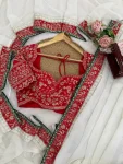 FANCY TABBY SILK THREAD WITH SEQUENCE WORK SAREE WITH UNSTITCHED BLOUSE WEDDING WEAR WHOLESALE PRICE ETHNIC GARMENT (2)