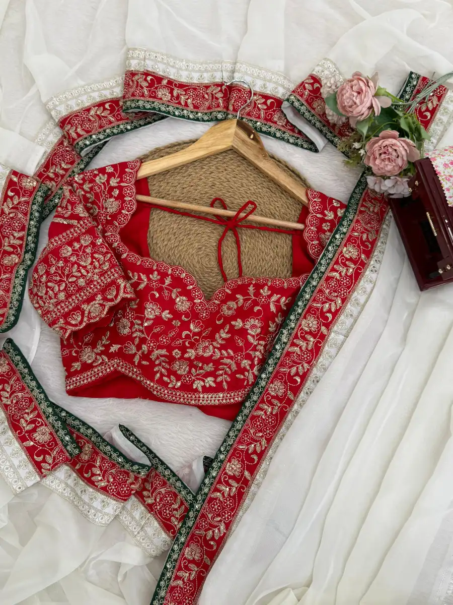 FANCY TABBY SILK THREAD WITH SEQUENCE WORK SAREE WITH UNSTITCHED BLOUSE WEDDING WEAR WHOLESALE PRICE ETHNIC GARMENT (10)