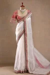 FANCY TABBY SILK THREAD WITH SEQUENCE WORK SAREE WITH UNSTITCHED BLOUSE WEDDING WEAR WHOLESALE PRICE ETHNIC GARMENT (2)