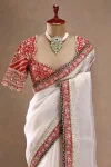 FANCY TABBY SILK THREAD WITH SEQUENCE WORK SAREE WITH UNSTITCHED BLOUSE WEDDING WEAR WHOLESALE PRICE ETHNIC GARMENT (2)