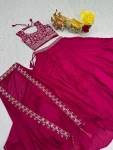 FANCY VICHITRA SILK EMBROIDERY MOTI BEADS & SEQUENCE WORK LEHENGA CHOLI WITH SHRUG STYLE DUPATTA WEDDING WEAR WHOLESALE PRICE ETHNIC GARMENT (6)
