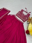 FANCY VICHITRA SILK EMBROIDERY MOTI BEADS & SEQUENCE WORK LEHENGA CHOLI WITH SHRUG STYLE DUPATTA WEDDING WEAR WHOLESALE PRICE ETHNIC GARMENT (6)