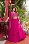 FANCY VICHITRA SILK EMBROIDERY MOTI BEADS & SEQUENCE WORK LEHENGA CHOLI WITH SHRUG STYLE DUPATTA WEDDING WEAR WHOLESALE PRICE ETHNIC GARMENT (6)