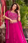 FANCY VICHITRA SILK EMBROIDERY MOTI BEADS & SEQUENCE WORK LEHENGA CHOLI WITH SHRUG STYLE DUPATTA WEDDING WEAR WHOLESALE PRICE ETHNIC GARMENT (6)