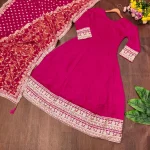 FANCY VICHITRA SILK EMBROIDERY SEQUENCE + CODING WORK GOWN WITH DUPATTA FESTIVE WEAR WHOLESALE PRICE ETHNIC GARMENT (2)