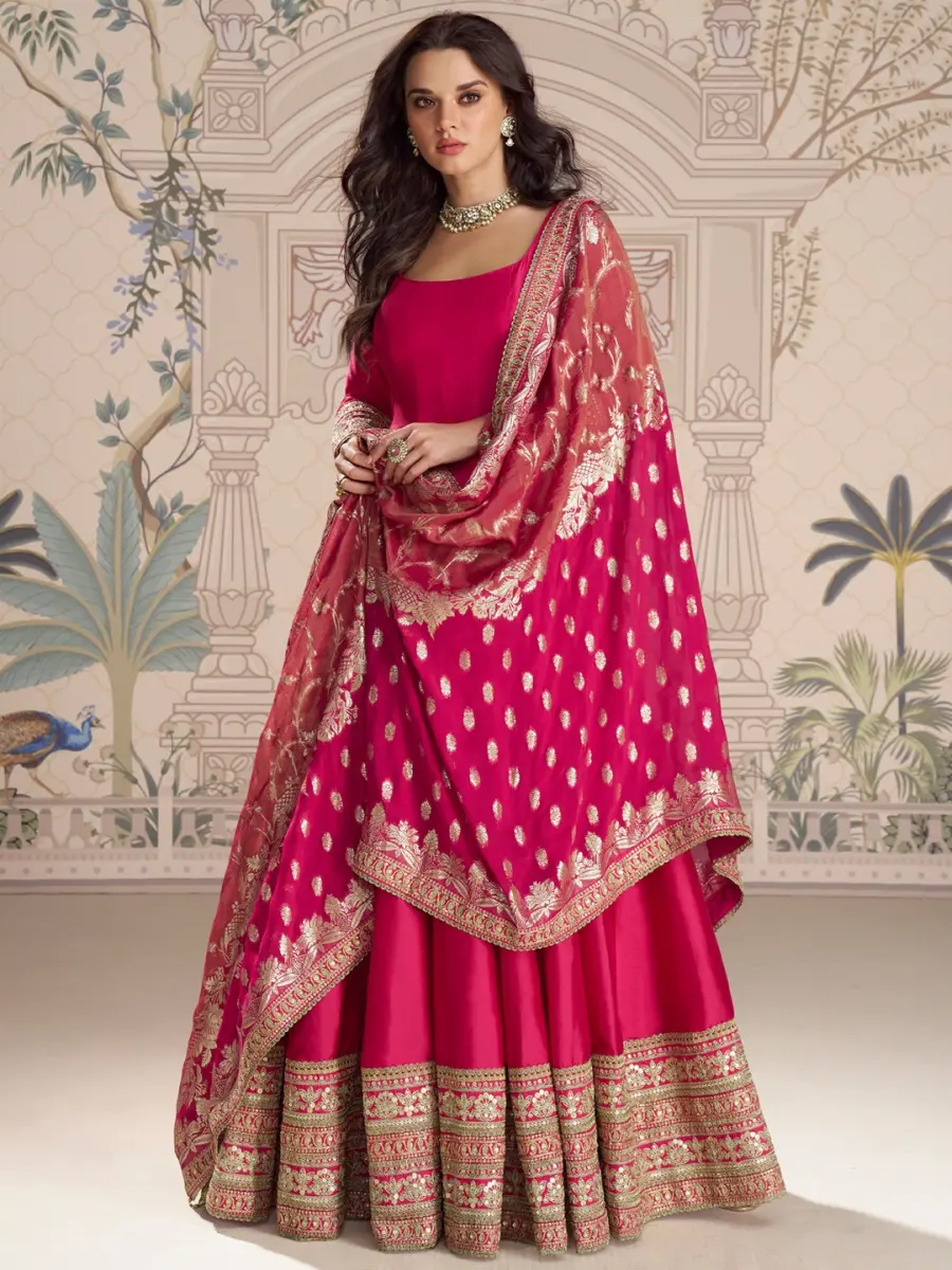 FANCY VICHITRA SILK EMBROIDERY SEQUENCE + CODING WORK GOWN WITH DUPATTA FESTIVE WEAR WHOLESALE PRICE ETHNIC GARMENT (2)