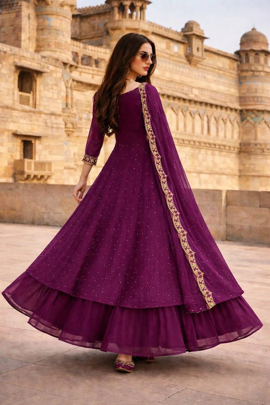 FANCY VICHITRA SILK EMBROIDERY THREAD WORK TOP LEHENGA WITH DUPATTA FESTIVE WEAR WHOLESALE PRICE ETHNIC GARMENT (3)