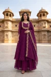 FANCY VICHITRA SILK EMBROIDERY THREAD WORK TOP LEHENGA WITH DUPATTA PURPLE
