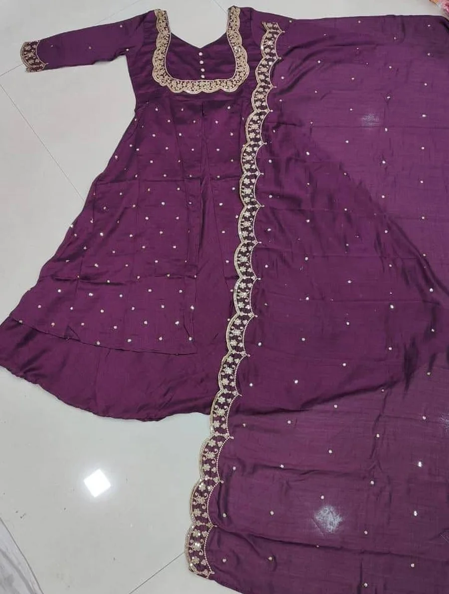 FANCY VICHITRA SILK EMBROIDERY THREAD WORK TOP LEHENGA WITH DUPATTA FESTIVE WEAR WHOLESALE PRICE ETHNIC GARMENT (5)