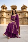 FANCY VICHITRA SILK EMBROIDERY THREAD WORK TOP LEHENGA WITH DUPATTA FESTIVE WEAR WHOLESALE PRICE ETHNIC GARMENT (4)
