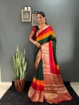 FANCY VISCOSE SILK WEAVING & 3D DYED WORK GOWN SAREE GREEN