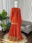 FASHIONABLE GEORGETTE THREAD WITH 9 MM SEQUENCE WORK TOP PALAZZO WITH DUPATTA FESTIVE WEAR WHOLESALE PRICE ETHNIC GARMENT (2)