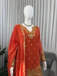 FASHIONABLE GEORGETTE THREAD WITH 9 MM SEQUENCE WORK TOP PALAZZO WITH DUPATTA FESTIVE WEAR WHOLESALE PRICE ETHNIC GARMENT (2)