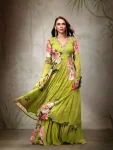 MODERN AMERICAN CREPE FLORAL PRINTED WITH SEQUENCE EMBROIDERY WORK KURTI PALAZZO SET FESTIVE WEAR WHOLESALE PRICE ETHNIC GARMENT (5)