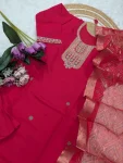 MODERN CHANDERI SEQUENCE CODING EMBROIDERY WORK TOP BOTTOM WITH DUPATTA FESTIVE WEAR WHOLESALE PRICE ETHNIC GARMENT (7)