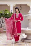 MODERN CHANDERI SEQUENCE CODING EMBROIDERY WORK TOP BOTTOM WITH DUPATTA FESTIVE WEAR WHOLESALE PRICE ETHNIC GARMENT (7)