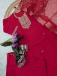 MODERN CHANDERI SEQUENCE CODING EMBROIDERY WORK TOP BOTTOM WITH DUPATTA FESTIVE WEAR WHOLESALE PRICE ETHNIC GARMENT (7)
