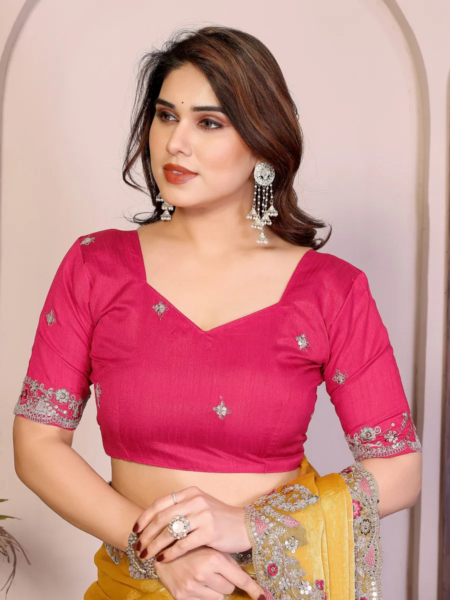MODERN CHIFFON SILK EMBROIDERY WITH PIPING BORDER WORK SAREE WITH UNSTITCHED BLOUSE WEDDING WEAR WHOLESALE PRICE ETHNIC GARMENT (6)