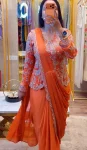 MODERN CHINON EMBROIDERY WORK READY TO WEAR SAREE WITH FULL STITCHED JACKET AND BLOUSE PARTY WEAR WHOLESALE PRICE ETHNIC GARMENT (9)
