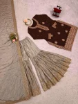 MODERN CHINON SILK CODING & SEQUENCE WORK WITH PEARL WORK TOP SHARARA WITH DUPATTA FESTIVE WEAR WHOLESALE PRICE ETHNIC GARMENT (3)