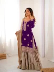 MODERN CHINON SILK CODING & SEQUENCE WORK WITH PEARL WORK TOP SHARARA WITH DUPATTA FESTIVE WEAR WHOLESALE PRICE ETHNIC GARMENT (6)