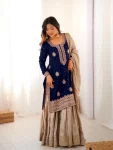 MODERN CHINON SILK CODING & SEQUENCE WORK WITH PEARL WORK TOP SHARARA WITH DUPATTA FESTIVE WEAR WHOLESALE PRICE ETHNIC GARMENT (3)