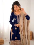 MODERN CHINON SILK CODING & SEQUENCE WORK WITH PEARL WORK TOP SHARARA WITH DUPATTA FESTIVE WEAR WHOLESALE PRICE ETHNIC GARMENT (3)