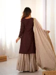 MODERN CHINON SILK CODING & SEQUENCE WORK WITH PEARL WORK TOP SHARARA WITH DUPATTA FESTIVE WEAR WHOLESALE PRICE ETHNIC GARMENT (3)