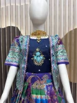 MODERN CHINON SILK DIGITAL PRINT, MIRROR HANDWORK & GOTA SAMOSA LACE WORK KID’D LEHENGA CHOLI WITH KOTI FESTIVE WEAR WHOLESALE PRICE ETHNIC GARMENT (13)