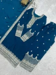MODERN CHINON SILK EMBROIDERY SEQUENCE,JARI WORK TOP BOTTOM WITH DUPATTA FESTIVE WEAR WHOLESALE PRICE ETHNIC GARMENT (5)