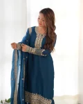 MODERN CHINON SILK EMBROIDERY SEQUENCE,JARI WORK TOP BOTTOM WITH DUPATTA FESTIVE WEAR WHOLESALE PRICE ETHNIC GARMENT (5)