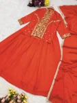 MODERN CHINON SILK MULTI THREAD EMBROIDERY WITH SEQUENCE WORK TOP LEHENGA WITH DUPATTA FESTIVE WEAR WHOLESALE PRICE ETHNIC GARMENT (1)