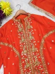 MODERN CHINON SILK MULTI THREAD EMBROIDERY WITH SEQUENCE WORK TOP LEHENGA WITH DUPATTA FESTIVE WEAR WHOLESALE PRICE ETHNIC GARMENT (1)