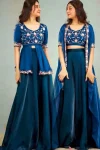 MODERN CHINON THREAD, EMBROIDERY , ZARI AND SEQUENCE WORK BLOUSE PALAZZO WITH SHRUG PARTY WEAR WHOLESALE PRICE ETHNIC GARMENT (9)