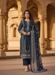 MODERN COTTON PRINT WITH EMBROIDERY SEQUENCE WORK TOP BOTTOM WITH DUPATTA NAVY BLUE