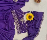 MODERN CREPE SILK EMBROIDERY SEQUENCE LACE WORK READY TO WEAR SAREE WITH STITCHED BLOUSE AND KOTI PARTY WEAR WHOLESALE PRICE ETHNIC GARMENT (9)