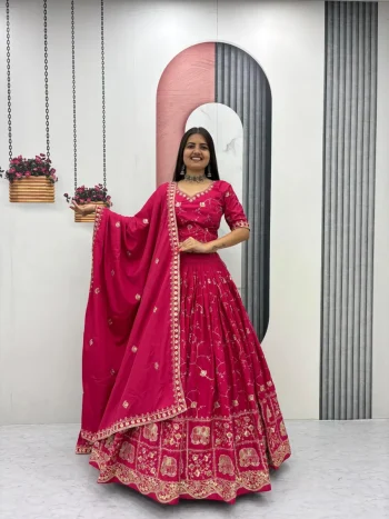 MODERN CREPE SILK EMBROIDERY THREAD & SEQUENCE WORK LEHENGA CHOLI WITH DUPATTA RANI