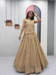 MODERN CRUNCHY SILK PLAIN LEHENGA CHOLI WITH THREAD AND SEQUENCE WORK JACKET WEDDING WEAR WHOLESALE PRICE ETHNIC GARMENT (10)