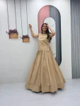 MODERN CRUNCHY SILK PLAIN LEHENGA CHOLI WITH THREAD AND SEQUENCE WORK JACKET WEDDING WEAR WHOLESALE PRICE ETHNIC GARMENT (10)
