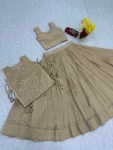 MODERN CRUNCHY SILK PLAIN LEHENGA CHOLI WITH THREAD AND SEQUENCE WORK JACKET WEDDING WEAR WHOLESALE PRICE ETHNIC GARMENT (10)