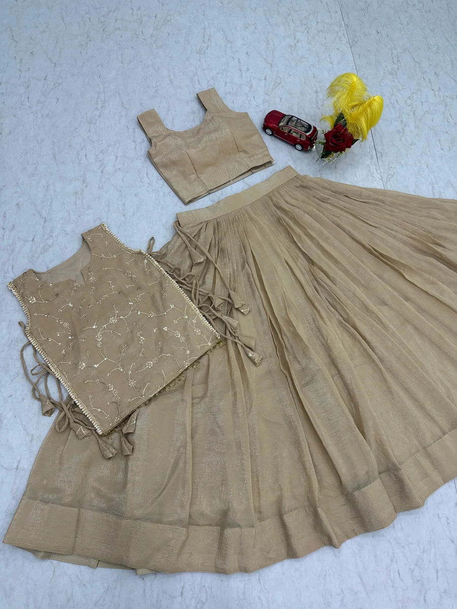 MODERN CRUNCHY SILK PLAIN LEHENGA CHOLI WITH THREAD AND SEQUENCE WORK JACKET WEDDING WEAR WHOLESALE PRICE ETHNIC GARMENT (19)