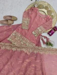 MODERN FENDY SILK EMBROIDERY SEQUENCE WORK TOP LEHENGA WITH DUPATTA WEDDING WEAR WHOLESALE PRICE ETHNIC GARMENT (13)
