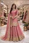 MODERN FENDY SILK EMBROIDERY SEQUENCE WORK TOP LEHENGA WITH DUPATTA WEDDING WEAR WHOLESALE PRICE ETHNIC GARMENT (13)