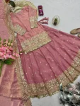 MODERN FENDY SILK EMBROIDERY SEQUENCE WORK TOP LEHENGA WITH DUPATTA WEDDING WEAR WHOLESALE PRICE ETHNIC GARMENT (13)