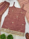 MODERN FENDY SILK EMBROIDERY SEQUENCE WORK WITH REAL MIRROR WORK TOP SHARARA WITH DUPATTA FESTIVE WEAR WHOLESALE PRICE ETHNIC GARMENT (12)