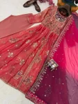 MODERN FENDY SILK SEQUENCE, THREAD & ZARI EMBROIDERY WORK GOWN BOTTOM WITH DUPATTA WEDDING WEAR WHOLESALE PRICE ETHNIC GARMENT (25)
