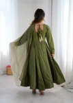 MODERN FRENCH CREPE EMBROIDERY WORK ANARKALI GOWN BOTTOM WITH DUPATTA FESTIVE WEAR WHOLESALE PRICE ETHNIC GARMENT (6)