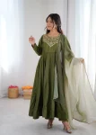 MODERN FRENCH CREPE EMBROIDERY WORK ANARKALI GOWN BOTTOM WITH DUPATTA FESTIVE WEAR WHOLESALE PRICE ETHNIC GARMENT (6)